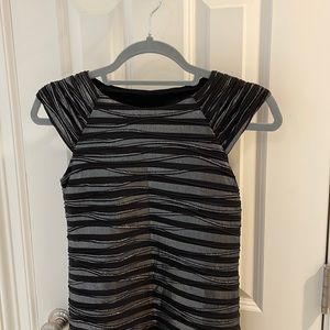 Black and Silver Fancy Dress. Wavy stripes with a hint of sparkles. Alessia.